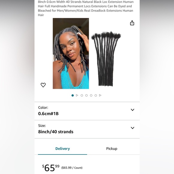 HUMAN HAIR 40 Strands Natural Black Loc Extension Full Handmade Real Dreadlocks - Picture 10 of 11